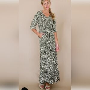 Piper Fehrnvi Floral Green Maxi Dress